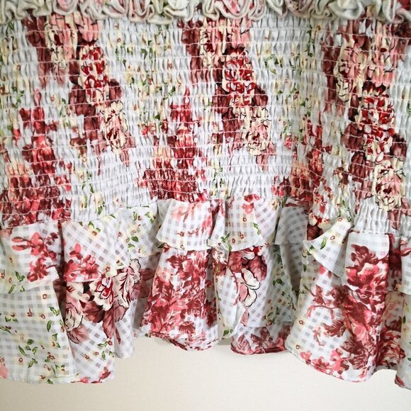 Zara Smocked Ruffle Floral spaghetti straps Mini Dress Size M - Picture 5 of 7